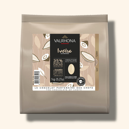 packaging chocolat blanc à pâtisser ivoire valrhona 1kg