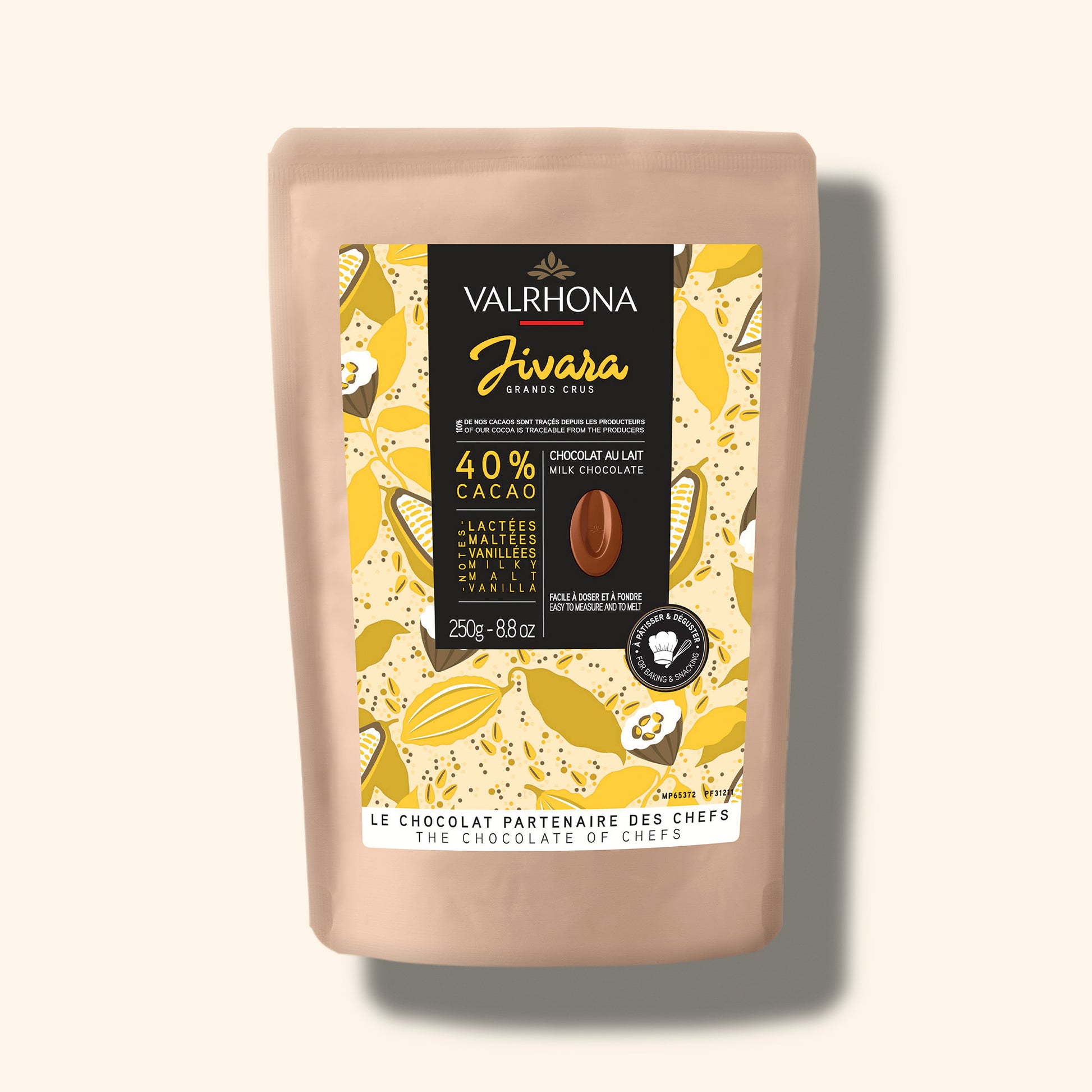 packaging chocolat au lait à pâtisser jivara de valrhona