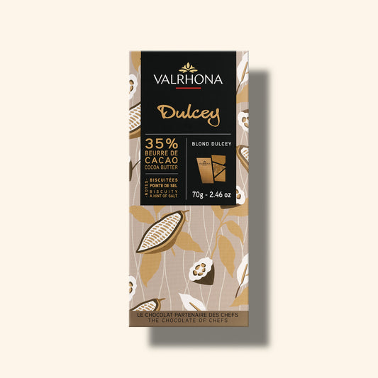 packaging tablette de chocolat blond dulcey valrhona