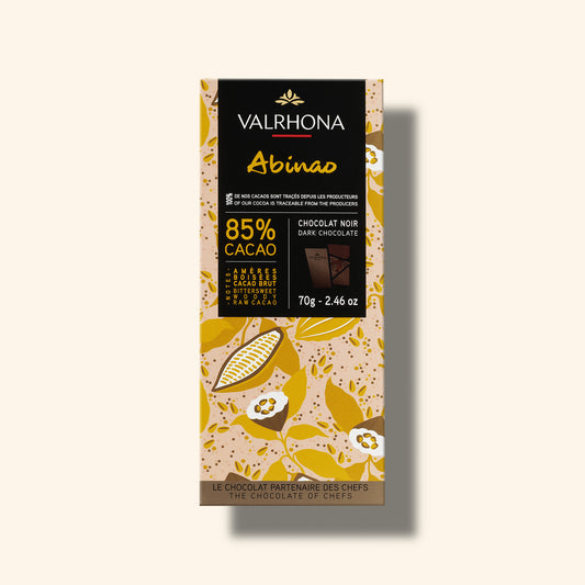 packaging de tablette de chocolat noir abinao valrhona