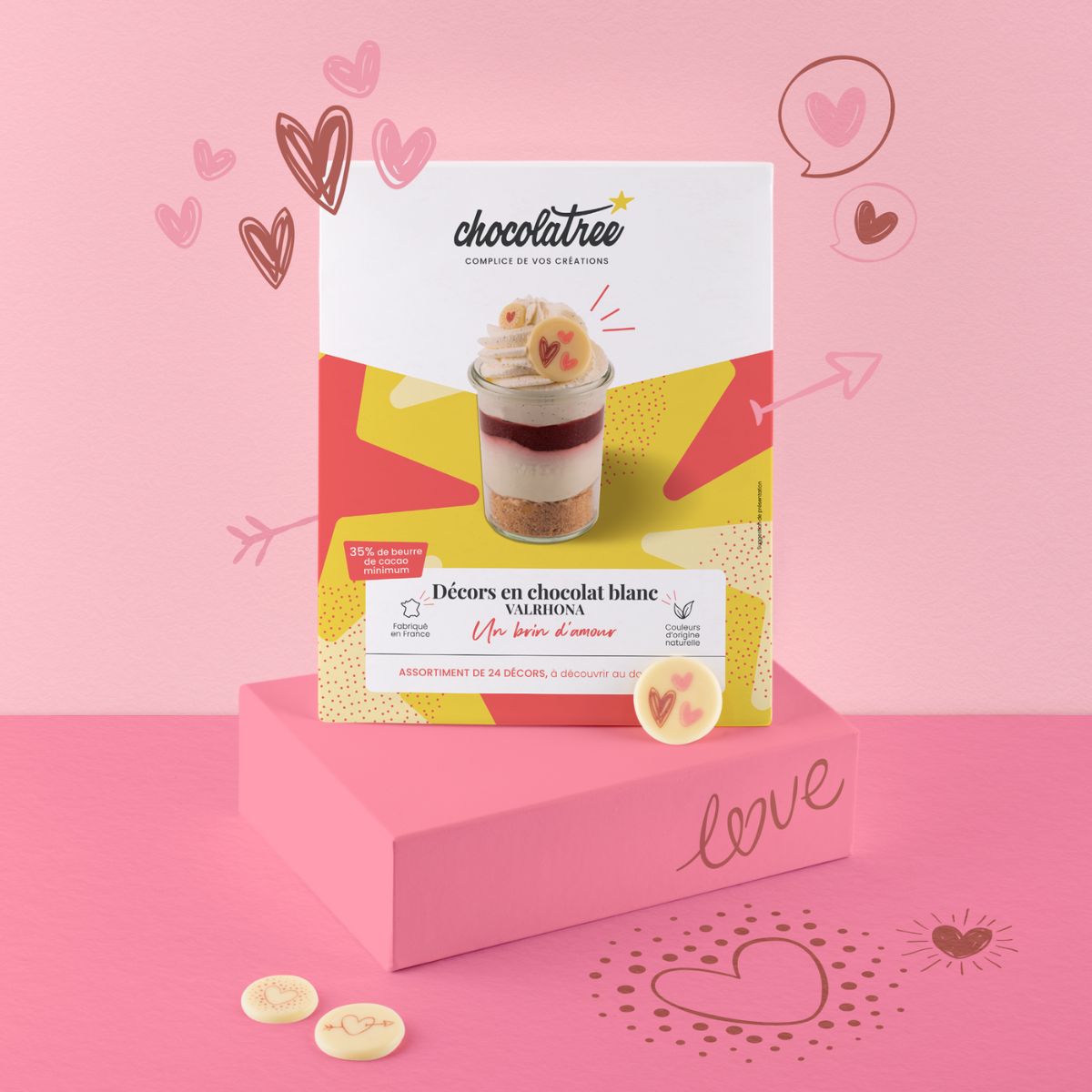 Packaging de face décors amour - Chocolatree