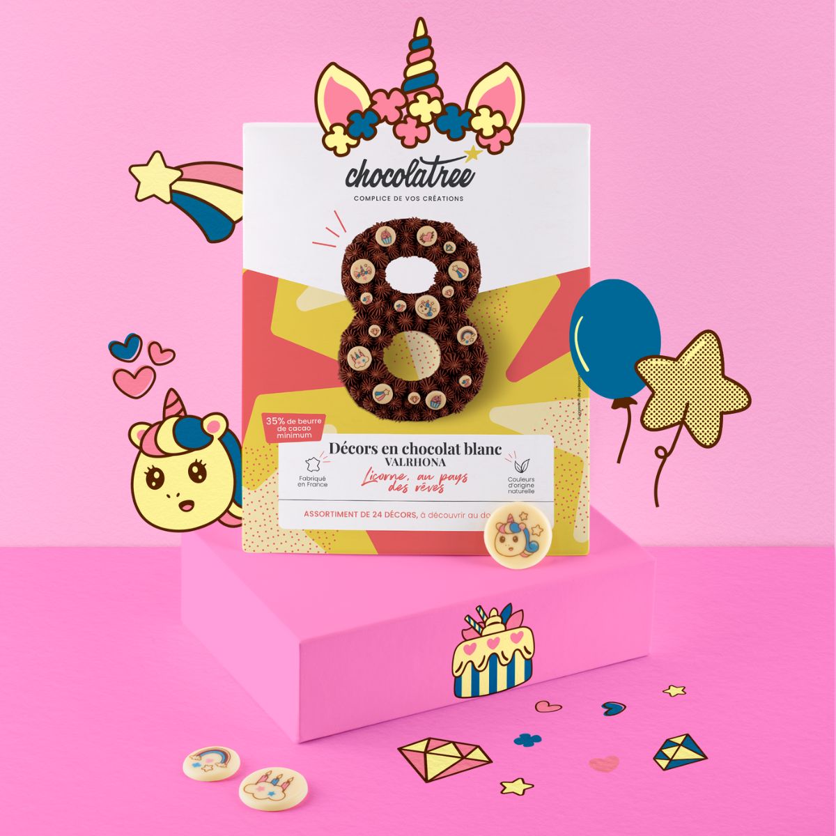 Packaging décors Licorne avec visuel ambiance - Chocolatree