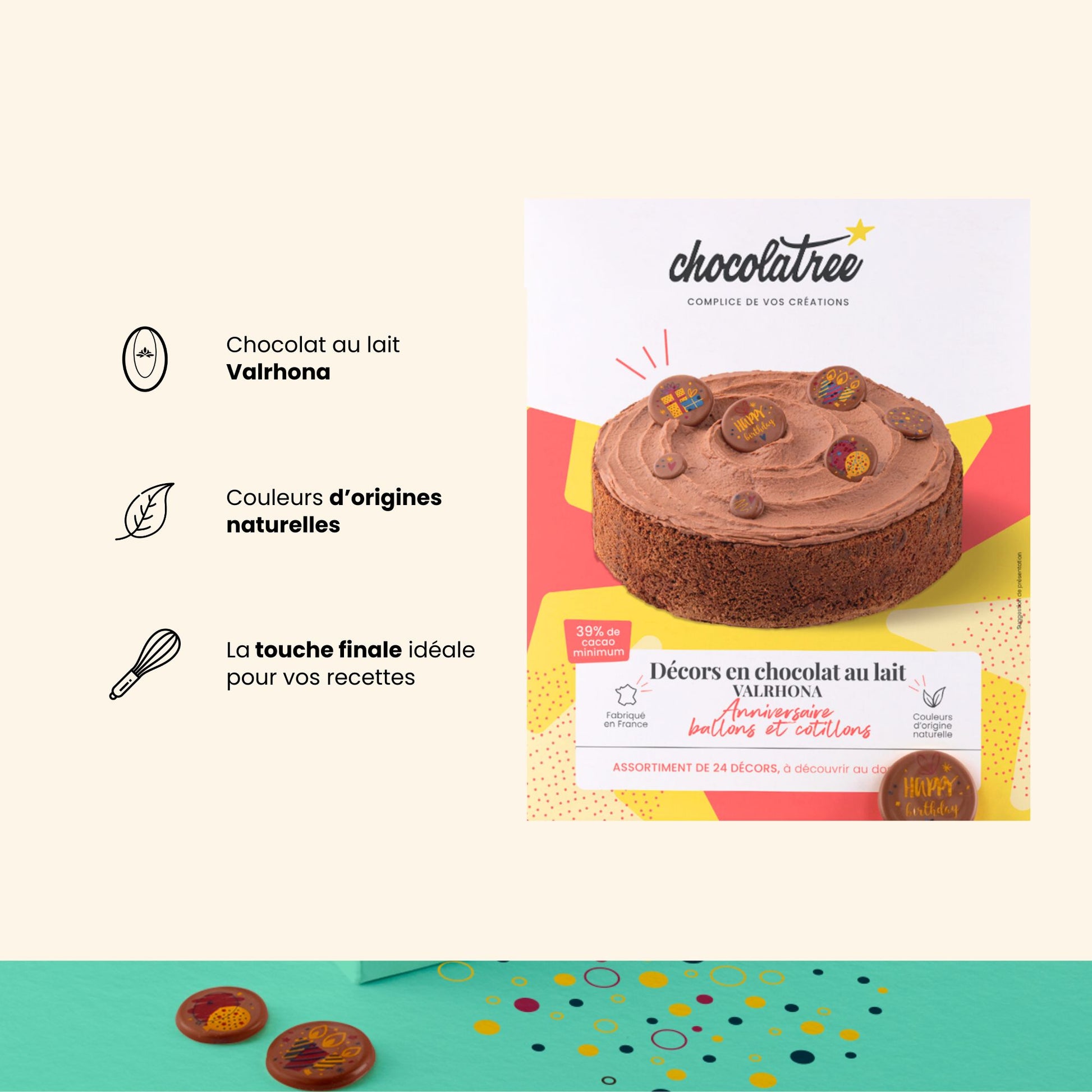 Argumentaire produits décors anniversaire Chocolatree