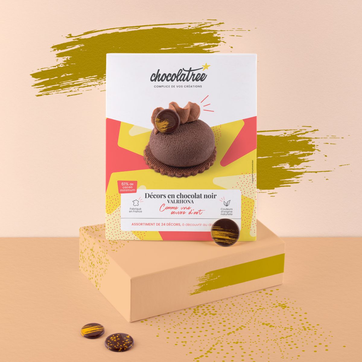 Packaging oeuvre d'art Chocolatree avec visuels ambiance