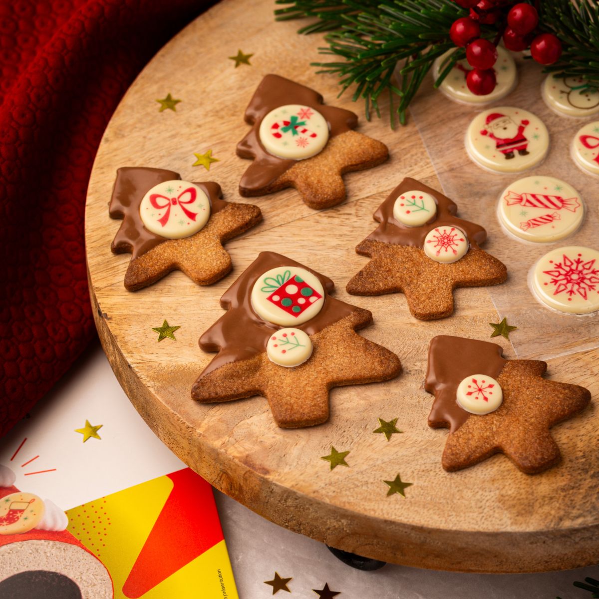 Biscuits en forme de sapin de Noel avec décor Chocolatree